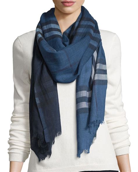 burberry ombre giant check wool silk gauze scarf|Burberry Giant Check Print Wool & Silk Scarf .